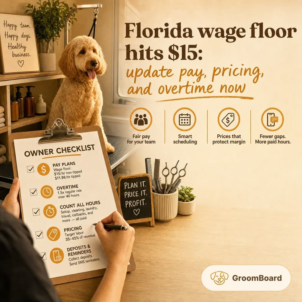 Illustration accompanying the article: Florida wage floor hits $15: update pay, pricing, and overtime now